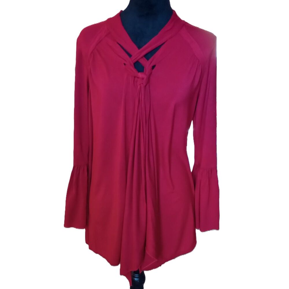 A.Z.I., New York, Women's Medium Red Bell Sleeve Tunic